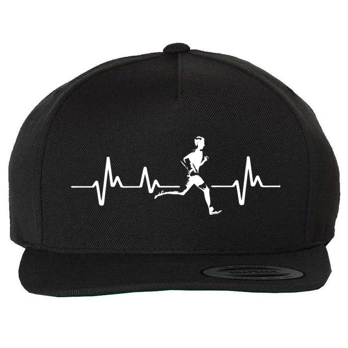 Running Heartbeat Cross Country Running Gift Gift Wool Snapback Cap