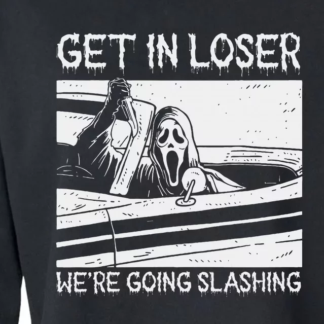 Retro Horror Characters Get In Loser Were Going Slashing Cropped Pullover Crew