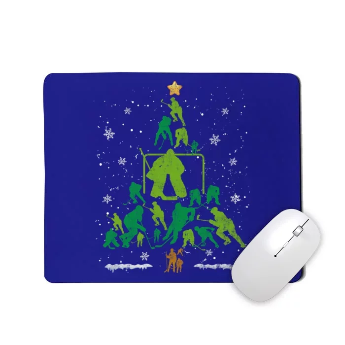 Retro Hockey Christmas Tree Xmas Hockey Player Lover Gift Mousepad