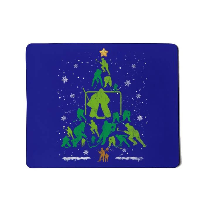 Retro Hockey Christmas Tree Xmas Hockey Player Lover Gift Mousepad