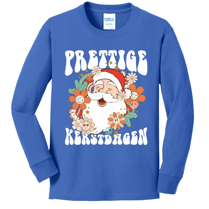 Retro Holland Christmas Dutch Santa Xmas Prettige Kerstdagen Gift Kids Long Sleeve Shirt