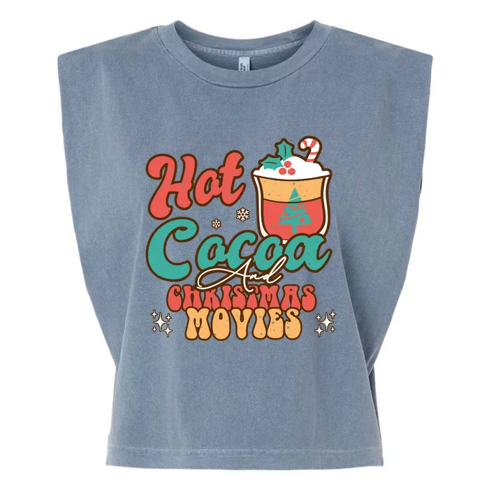 Retro Hot Cocoa And Christmas Movies Matching Family Xmas Meaningful Gift Garment-Dyed Women's Muscle Tee