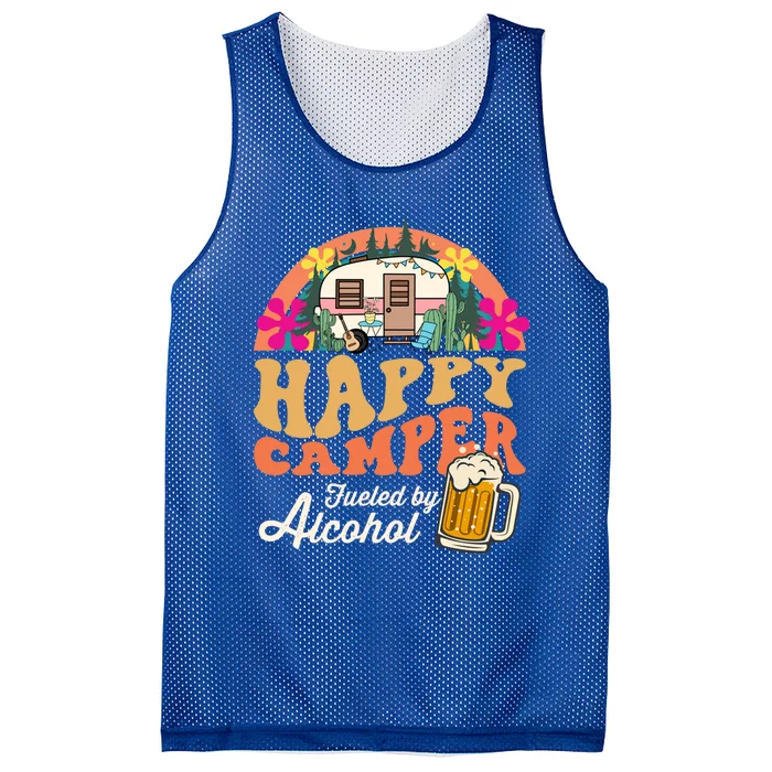 Retro Happy Camper Fueled By Alcohol Camping Ing Party Cool Gift Mesh Reversible Basketball Jersey Tank