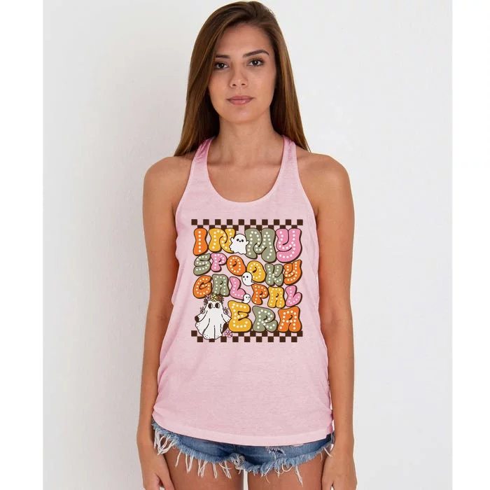 Retro Halloween Cute Ghost Spooky Gal Pal Era Women's Knotted Racerback Tank