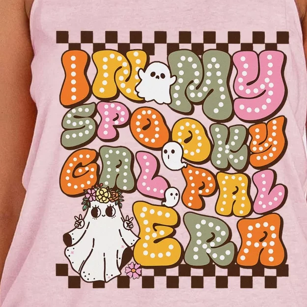 Retro Halloween Cute Ghost Spooky Gal Pal Era Women's Knotted Racerback Tank