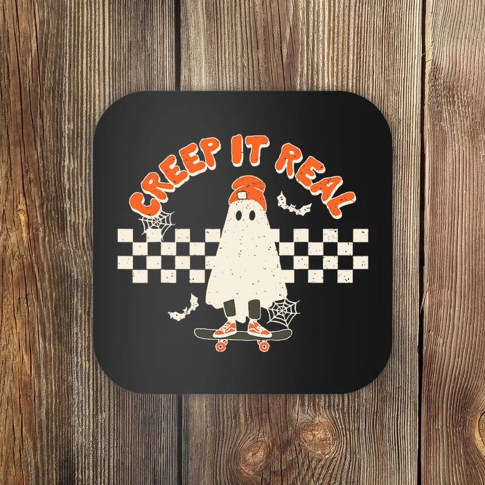 Retro Halloween Creep It Real Vintage Ghost Halloween Coaster