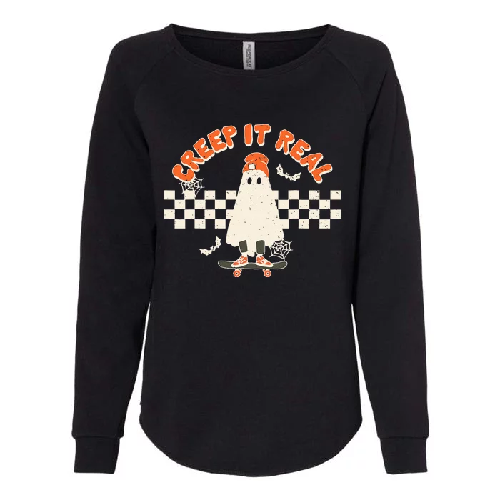 Retro Halloween Creep It Real Vintage Ghost Halloween Womens California Wash Sweatshirt