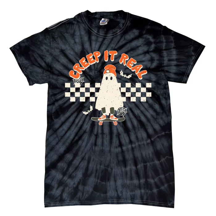 Retro Halloween Creep It Real Vintage Ghost Halloween Tie-Dye T-Shirt