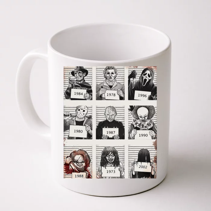 Retro Halloween Creepy Legends Killers Mugshots Horror Fan Front & Back Coffee Mug