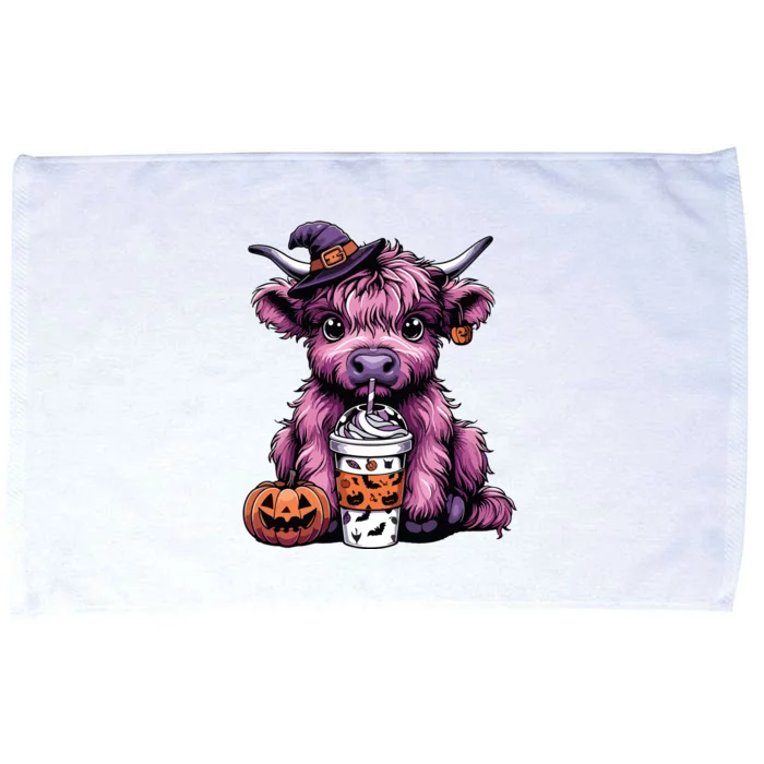 Retro Highland Cow Witch Halloween Highland Cow Lover Women Microfiber Hand Towel