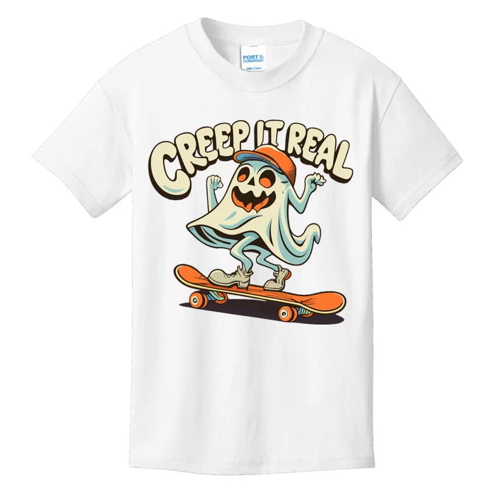 Retro Halloween Creep It Real Vintage Ghost Halloween Kids T-Shirt