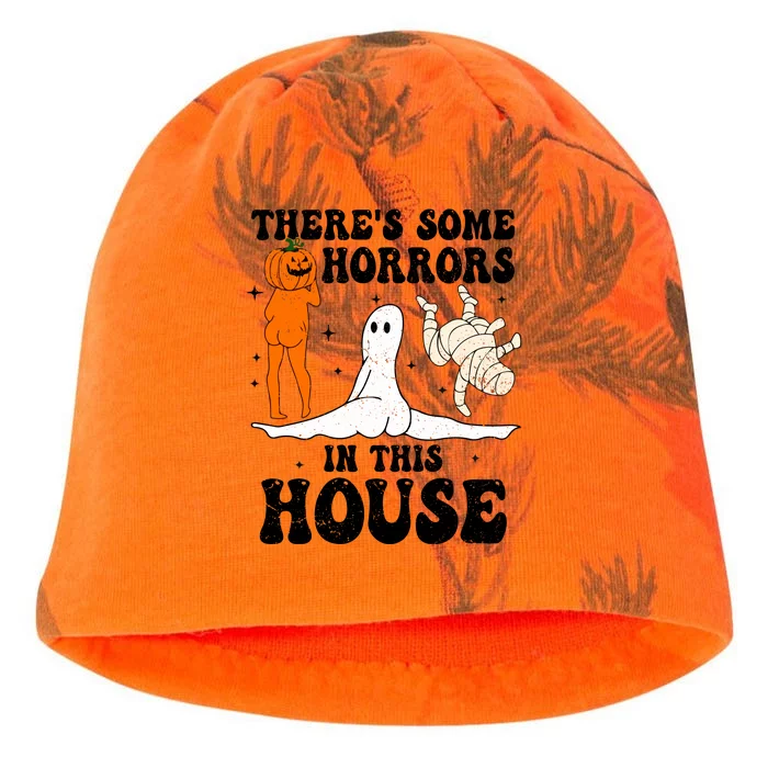 Retro Halloween Cute Pumpkin Theres Some Horrors In This House Gift Kati - Camo Knit Beanie