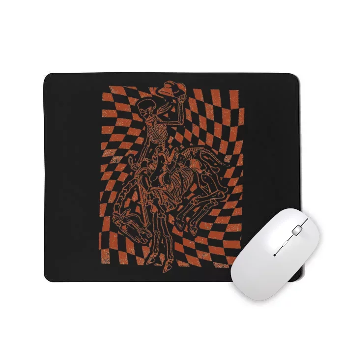 Retro Howdy Cowboy Skeleton With Cowboy Hat And Horse Mousepad