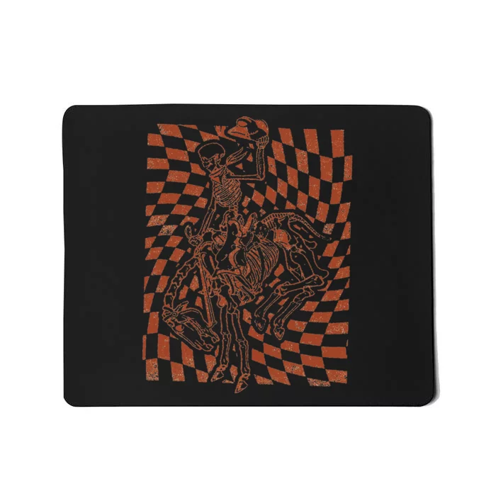 Retro Howdy Cowboy Skeleton With Cowboy Hat And Horse Mousepad