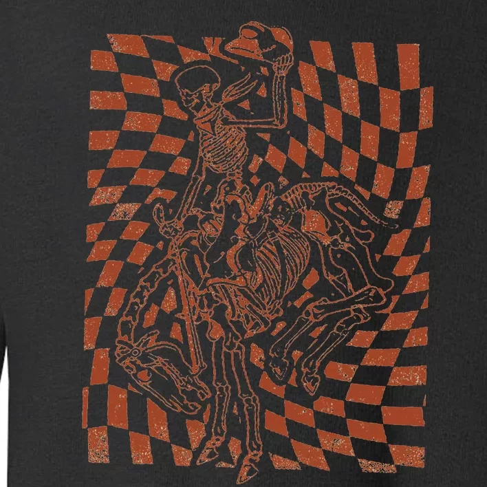 Retro Howdy Cowboy Skeleton With Cowboy Hat And Horse Toddler Sweatshirt