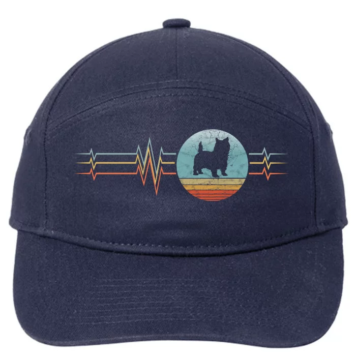 Retro Heartbeat Cairn Terrier Dog Lifeline Vintage Style Gift 7-Panel Snapback Hat