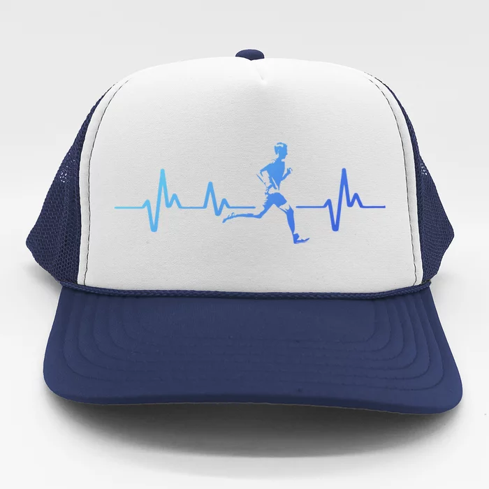 Running Heartbeat Cross Country Running Gift Gift Trucker Hat