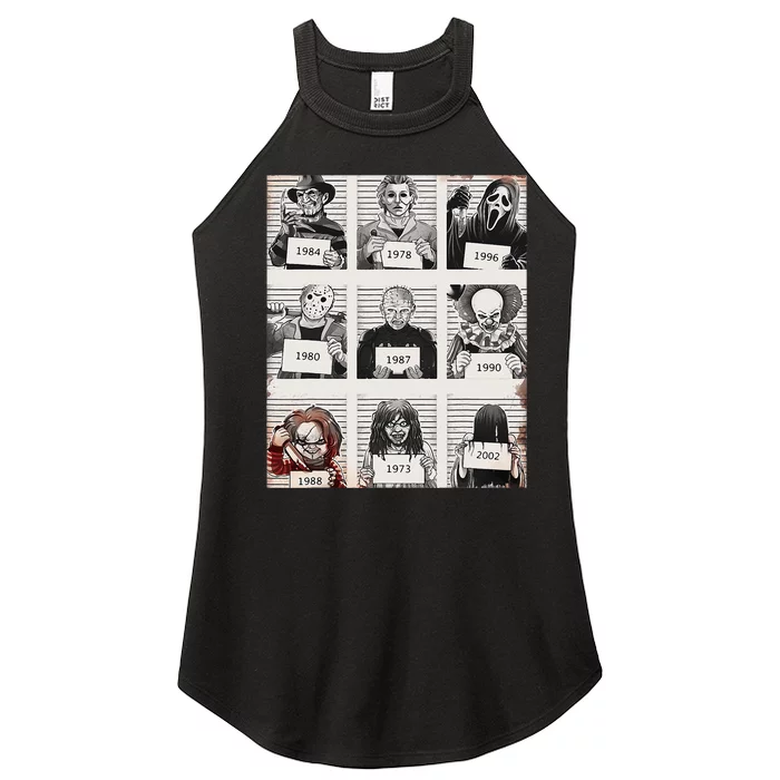 Retro Halloween Creepy Legends Killers Mugshots Horror Fan Women’s Perfect Tri Rocker Tank