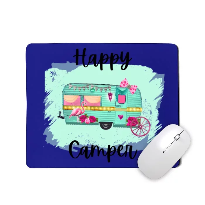 Retro Happy Camper Distressed Rv Gift Mousepad