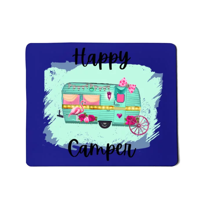 Retro Happy Camper Distressed Rv Gift Mousepad