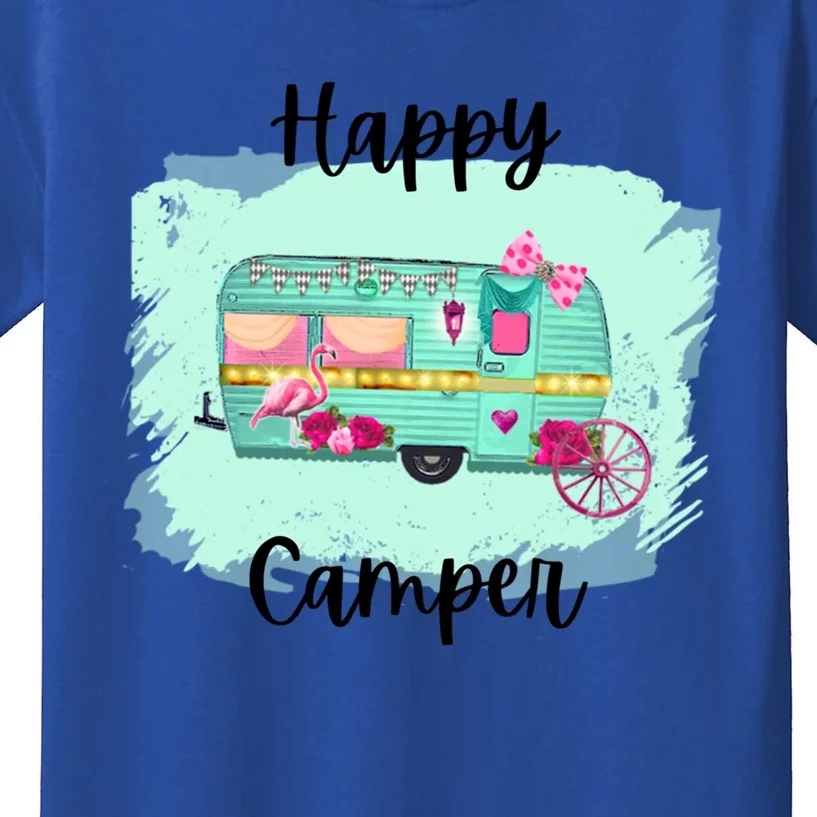 Retro Happy Camper Distressed Rv Gift Kids T-Shirt