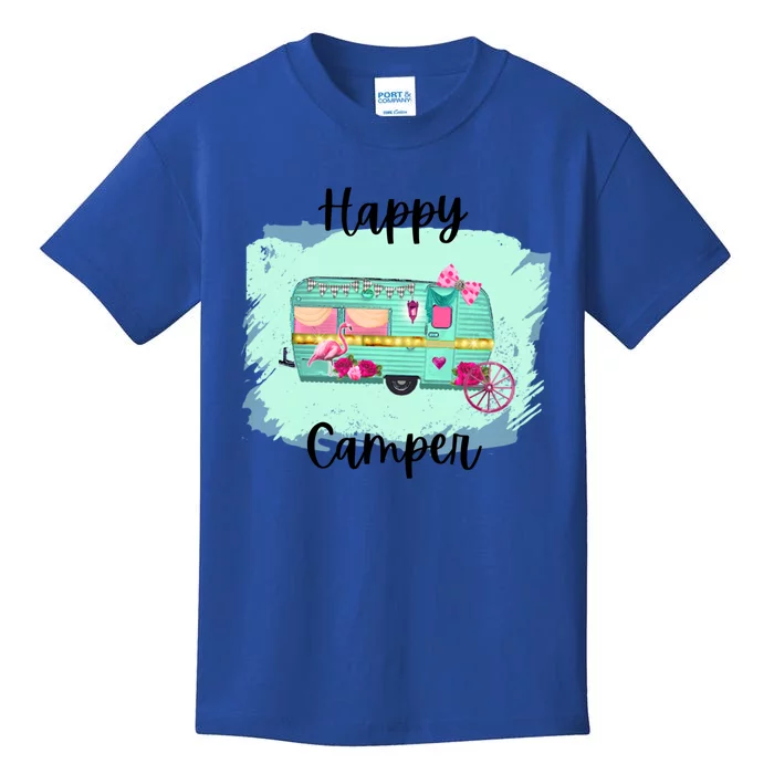 Retro Happy Camper Distressed Rv Gift Kids T-Shirt