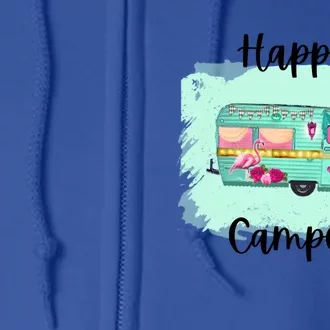 Retro Happy Camper Distressed Rv Gift Full Zip Hoodie