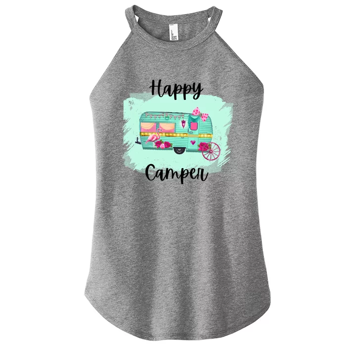 Retro Happy Camper Distressed Rv Gift Women’s Perfect Tri Rocker Tank