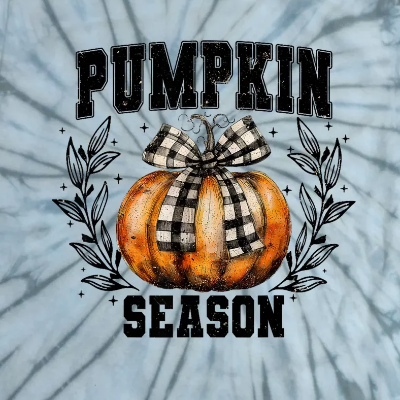 Retro Halloween Coquette Bow Pumpkin Season Tie-Dye T-Shirt