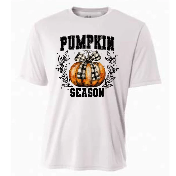 Retro Halloween Coquette Bow Pumpkin Season Cooling Performance Crew T-Shirt