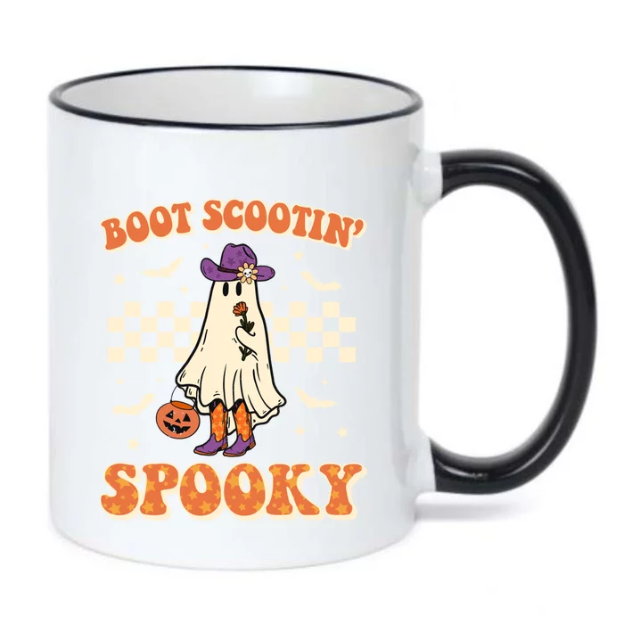 Retro Halloween Cow Ghost Western Boot Scootin Spooky Gift Black Color Changing Mug