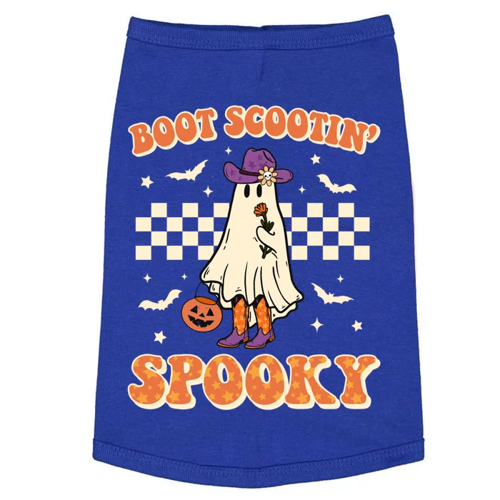 Retro Halloween Cow Ghost Western Boot Scootin Spooky Gift Doggie Tank