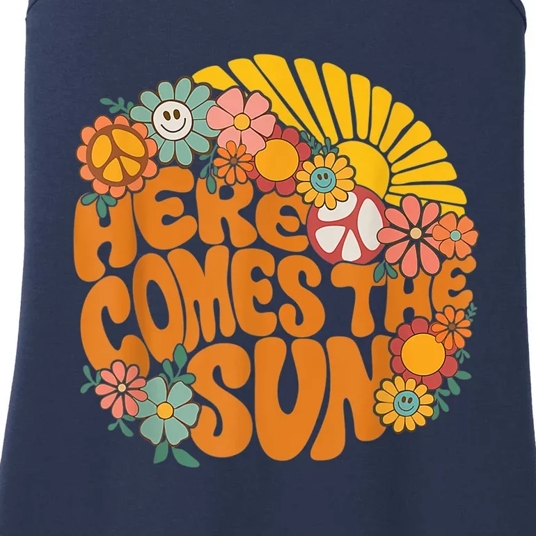 Retro Here Comes The Sun Floral Summer Family Vacation Happy Ladies Essential Tank