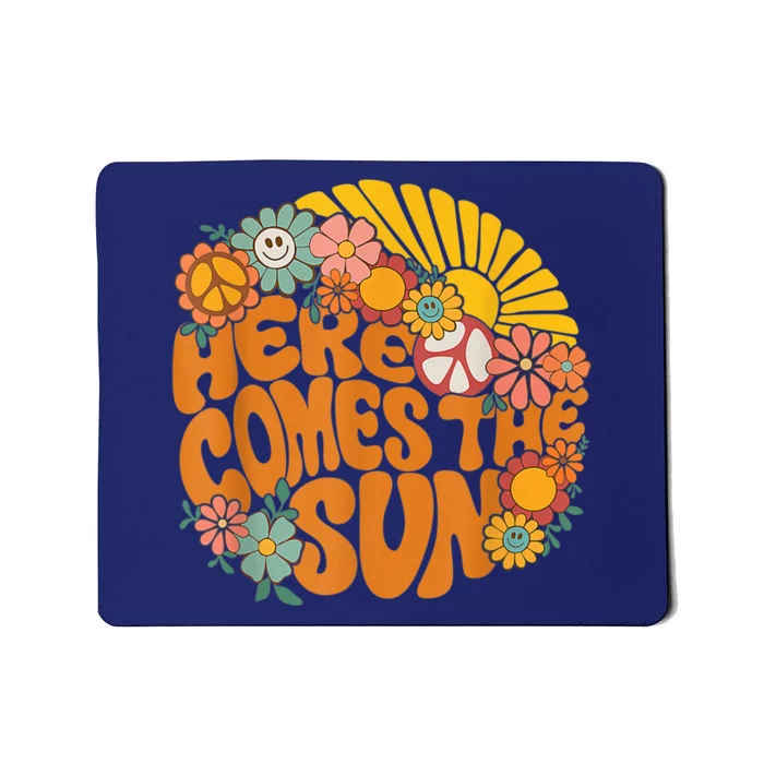 Retro Here Comes The Sun Floral Summer Family Vacation Happy Mousepad