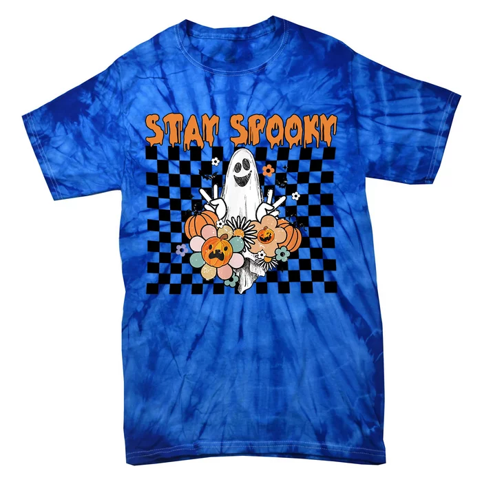 Retro Hippie Cute Ghost Stay Spooky Funny Halloween Costume Meaningful Gift Tie-Dye T-Shirt