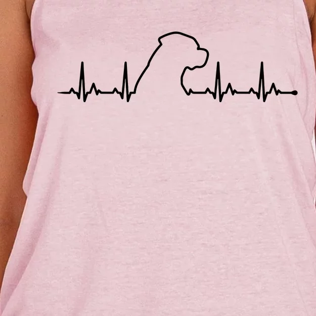 Rottweiler Heartbeat Dogs EKG Dog Owner Dog Doggyowner Gift Women's Knotted Racerback Tank