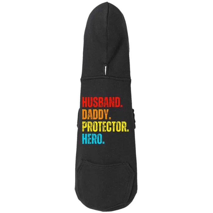 Retro Husband Daddy Protector Hero Fathers Day For Dad Gift For Dad Doggie 3-End Fleece Hoodie