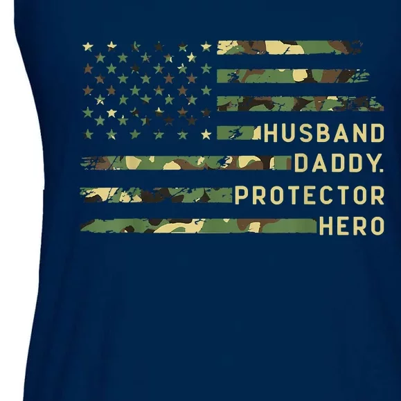 Retro Husband Daddy Protector Hero Fathers Day For Dad Ladies Essential Flowy Tank