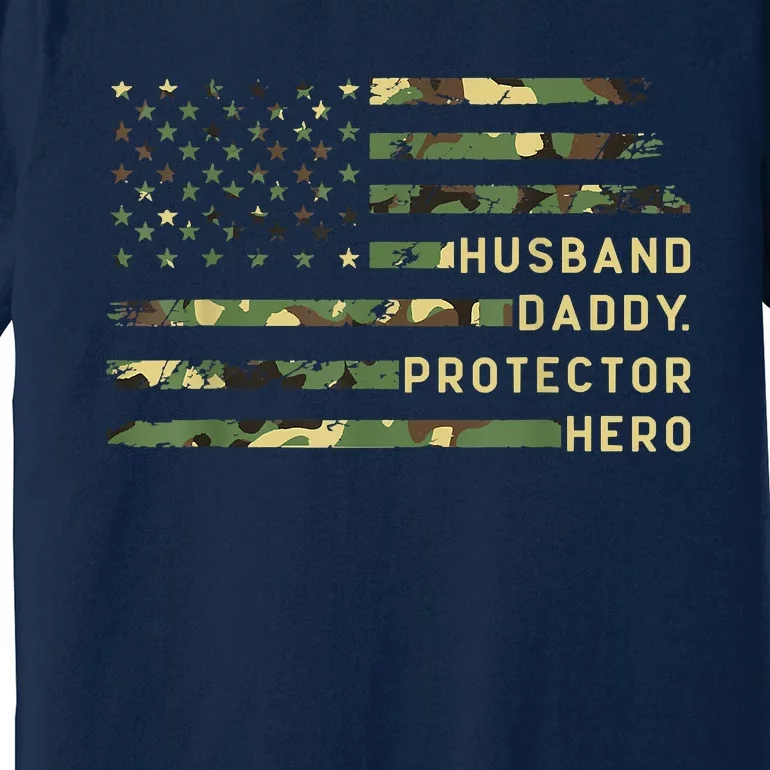 Retro Husband Daddy Protector Hero Fathers Day For Dad Premium T-Shirt