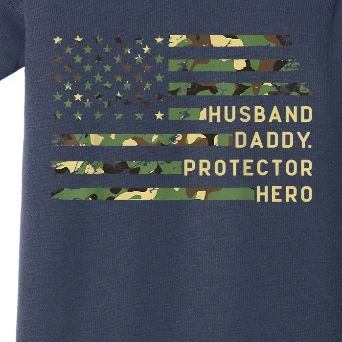 Retro Husband Daddy Protector Hero Fathers Day For Dad Baby Bodysuit