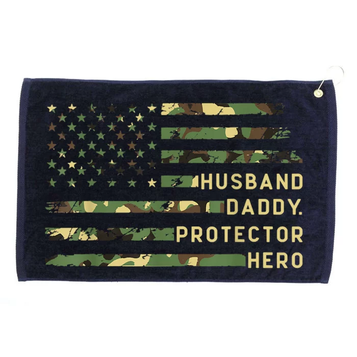 Retro Husband Daddy Protector Hero Fathers Day For Dad Grommeted Golf Towel