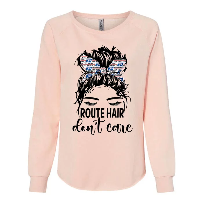 Route Hair Don't Care Messy Bun Mom Funny Mothers Day Womens Womens California Wash Sweatshirt