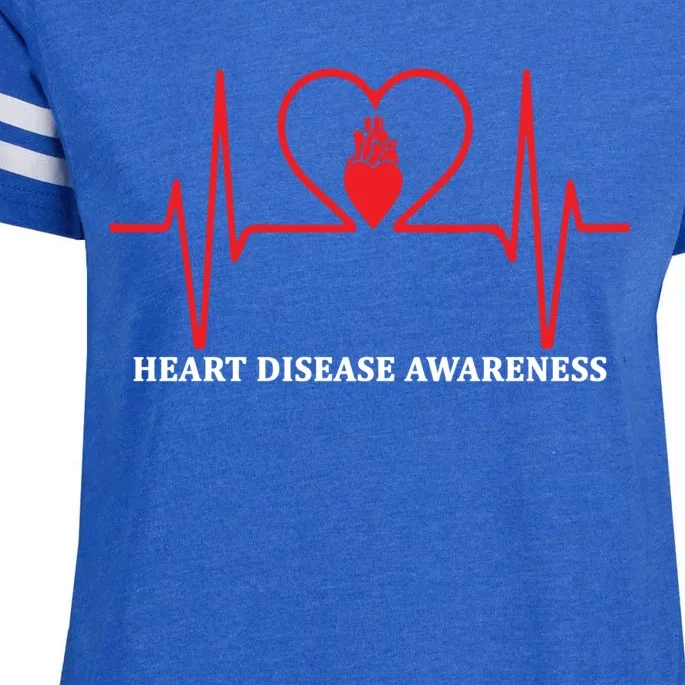 Red Heart Disease Awareness In February Heart Health Month Meaningful Gift Enza Ladies Jersey Football T-Shirt