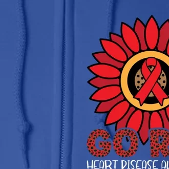 Red Heart Disease Awareness Month Ribbon Sunflower Gift Full Zip Hoodie