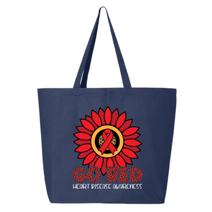 Red Heart Disease Awareness Month Ribbon Sunflower Gift 25L Jumbo Tote