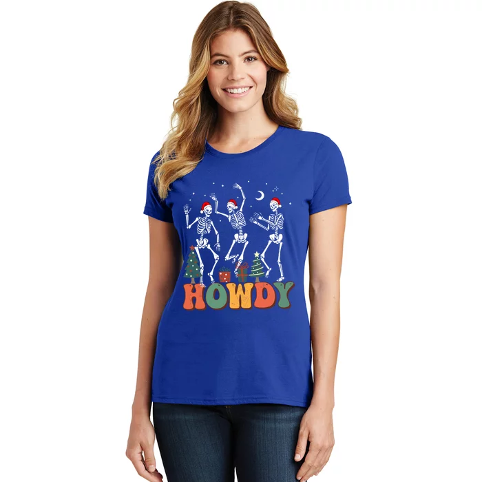 Retro Howdy Dancing Skeleton Christmas Funny Xmas Holiday Gift Women's T-Shirt