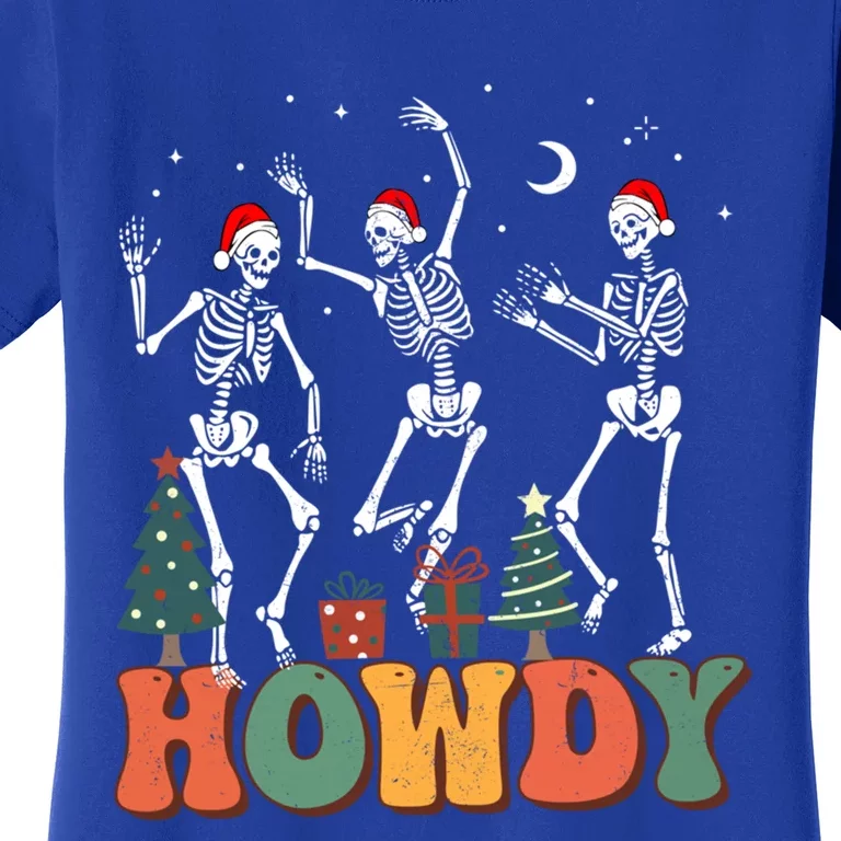 Retro Howdy Dancing Skeleton Christmas Funny Xmas Holiday Gift Women's T-Shirt