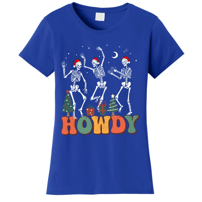 Retro Howdy Dancing Skeleton Christmas Funny Xmas Holiday Gift Women's T-Shirt