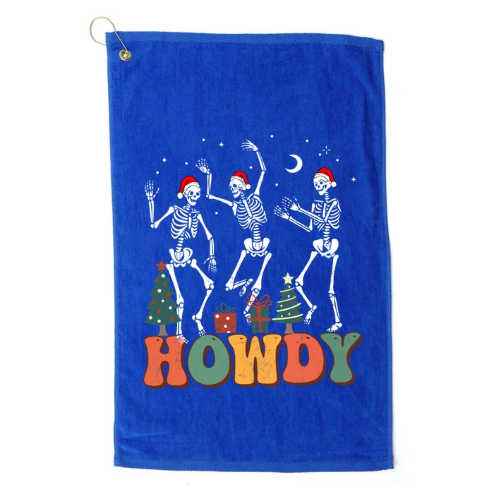 Retro Howdy Dancing Skeleton Christmas Funny Xmas Holiday Gift Platinum Collection Golf Towel