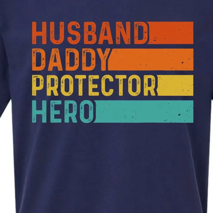 Retro Husband Daddy Protector Hero Fathers Day For Dad Sueded Cloud Jersey T-Shirt